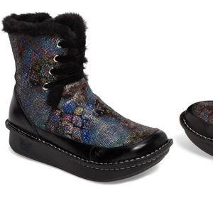 Alegria "Twisp" lace up boot with faux fur lining